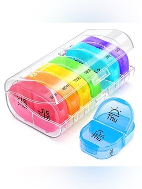 Weekly Pill Organizer AM & PM with 7 Daily Pocket Cases